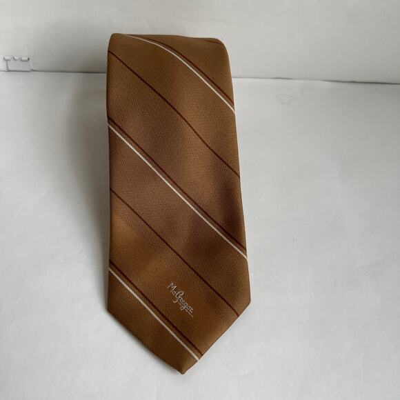 Vintage McGregor Neck Tie Bagpiper Tan and Brown USA Made Retro Polyester - Picture 6 of 9